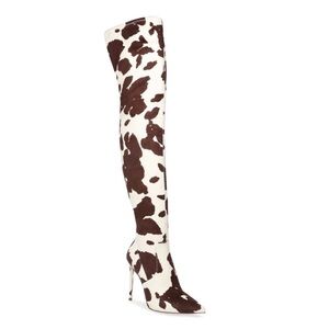 Steve Madden VAVA Cow print thigh-high boots